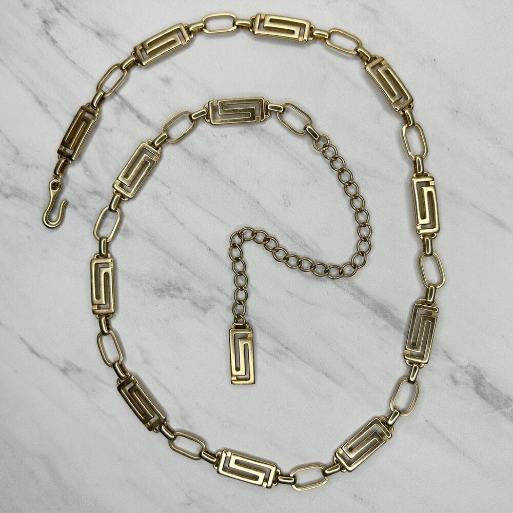 Vintage Greek Key Gold Chain Belt Medium/Large (M/L) ✨